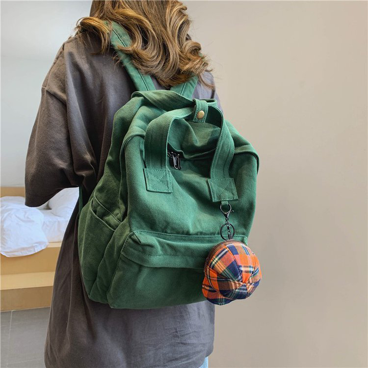 Fashion Gray Hat Pendant Washed Backpack,Backpack