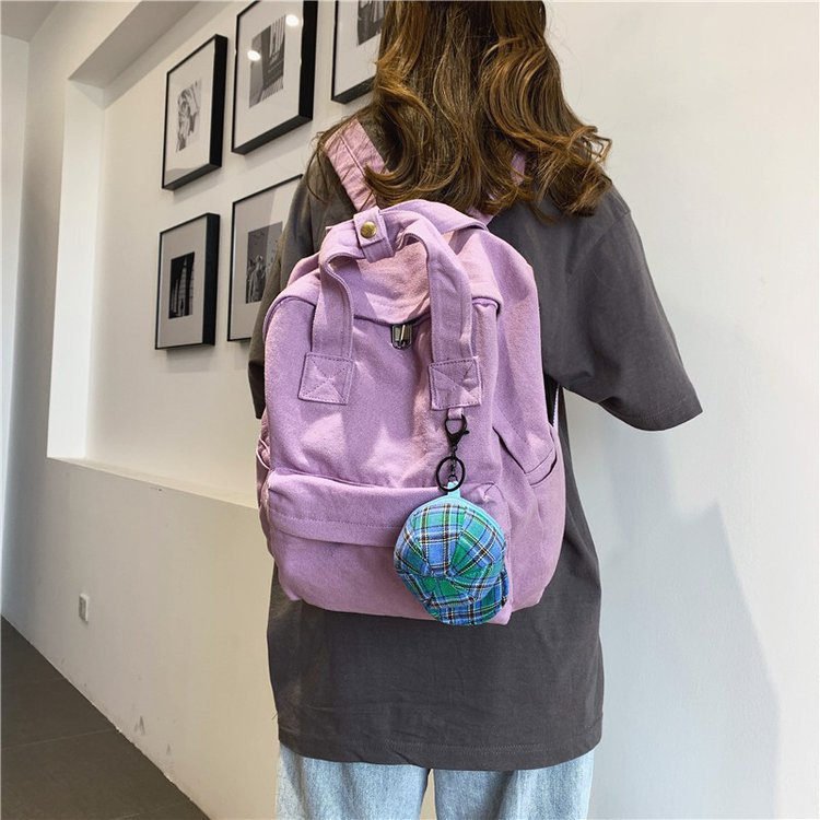Fashion Gray Hat Pendant Washed Backpack,Backpack