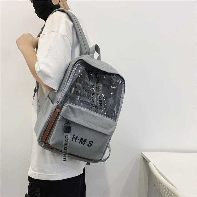 Fashion Gray Transparent Printed Letter Backpack,Backpack