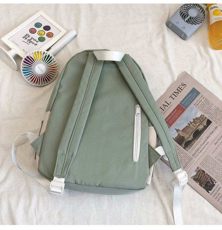 Fashion Green Transparent Letter Sticker Fruit Contrast Color Backpack,Backpack