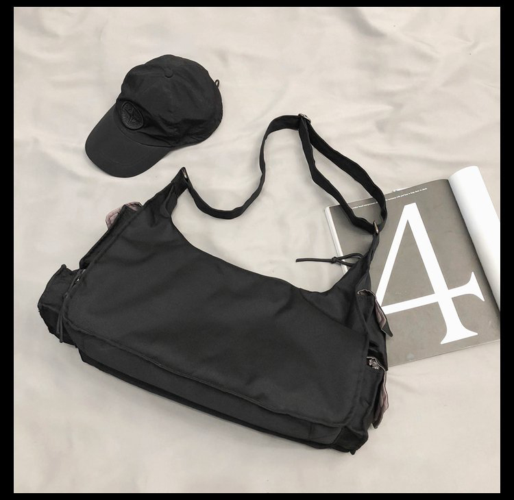 Fashion Black Large Capacity Multi-pocket Solid Color Shoulder Messenger Bag,Shoulder bags