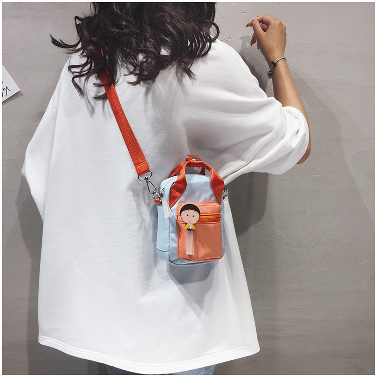 Fashion Orange Contrast Stitching Small Balls Oxford Cloth Shoulder Messenger Bag,Shoulder bags