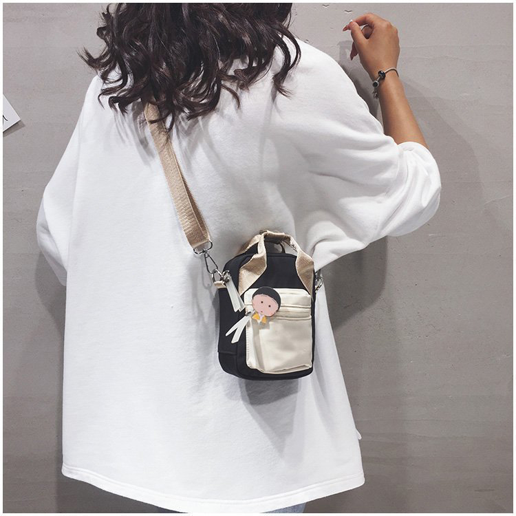 Fashion White Contrast Stitching Small Balls Oxford Cloth Shoulder Messenger Bag,Shoulder bags