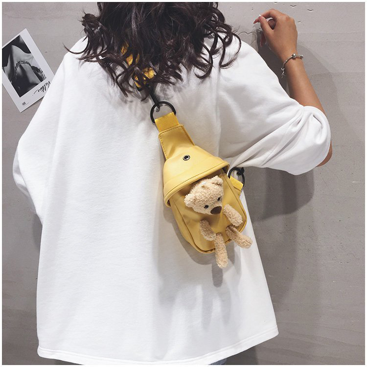 Fashion Yellow Plush Bear Pu Shoulder Messenger Bag,Shoulder bags