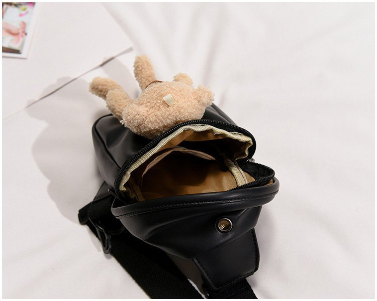 Fashion Black Plush Bear Pu Shoulder Messenger Bag,Shoulder bags