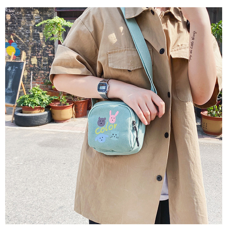 Fashion Black Bunny Hit Color Printed Shoulder Messenger Bag,Shoulder bags