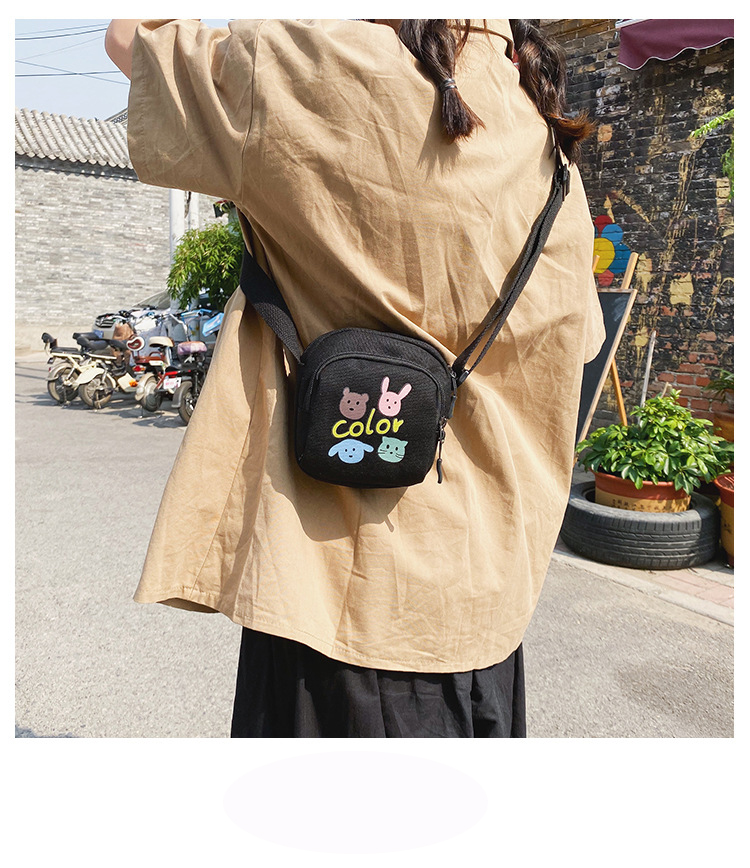 Fashion Black Bunny Hit Color Printed Shoulder Messenger Bag,Shoulder bags