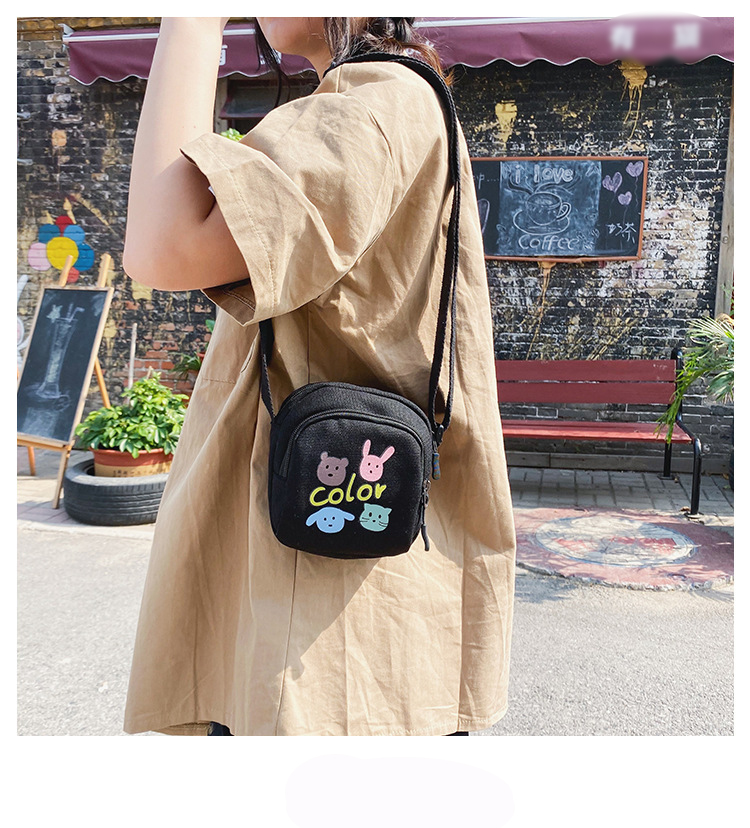 Fashion Green Bunny Hit Color Printed Shoulder Messenger Bag,Shoulder bags