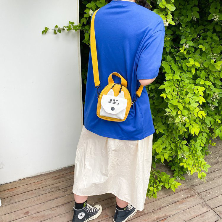 Fashion Black Rabbit Ear Contrast Canvas Shoulder Bag,Shoulder bags