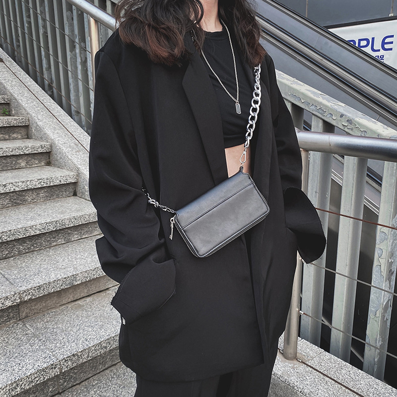Fashion Black Chain Solid Color Shoulder Crossbody Bag,Shoulder bags