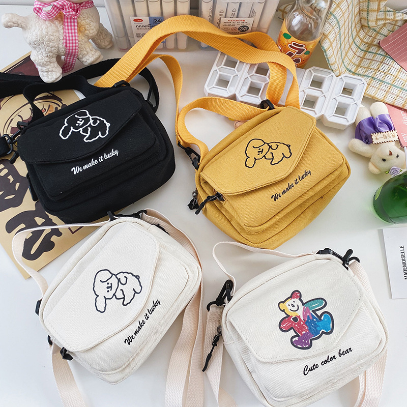 Fashion Color Dog Bear Bear Printed Canvas Shoulder Bag,Shoulder bags