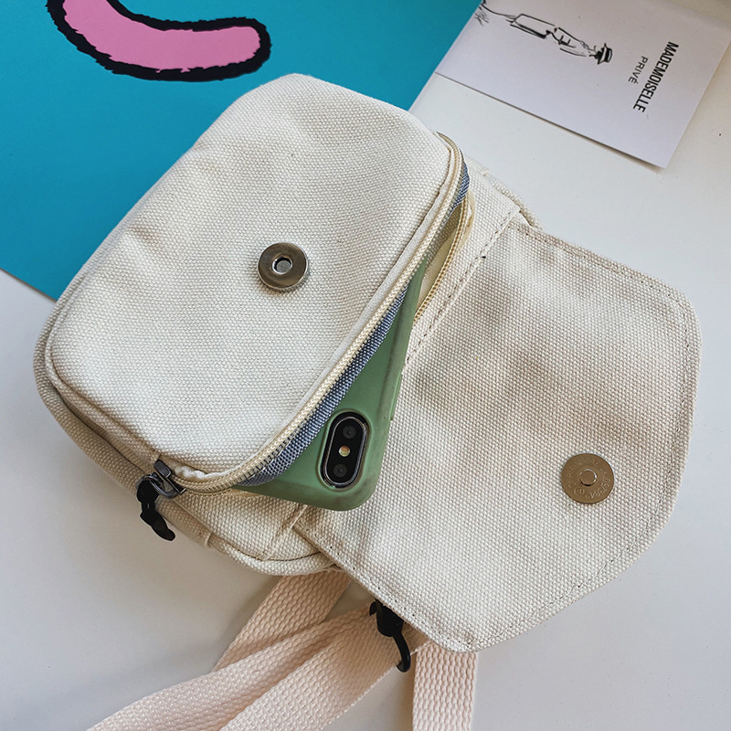 Fashion White Canvas Flap Solid Color Shoulder Messenger Bag,Shoulder bags
