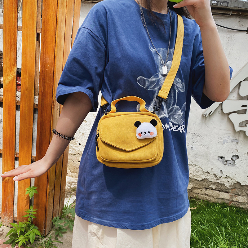 Fashion Yellow Canvas Flap Solid Color Shoulder Messenger Bag,Shoulder bags