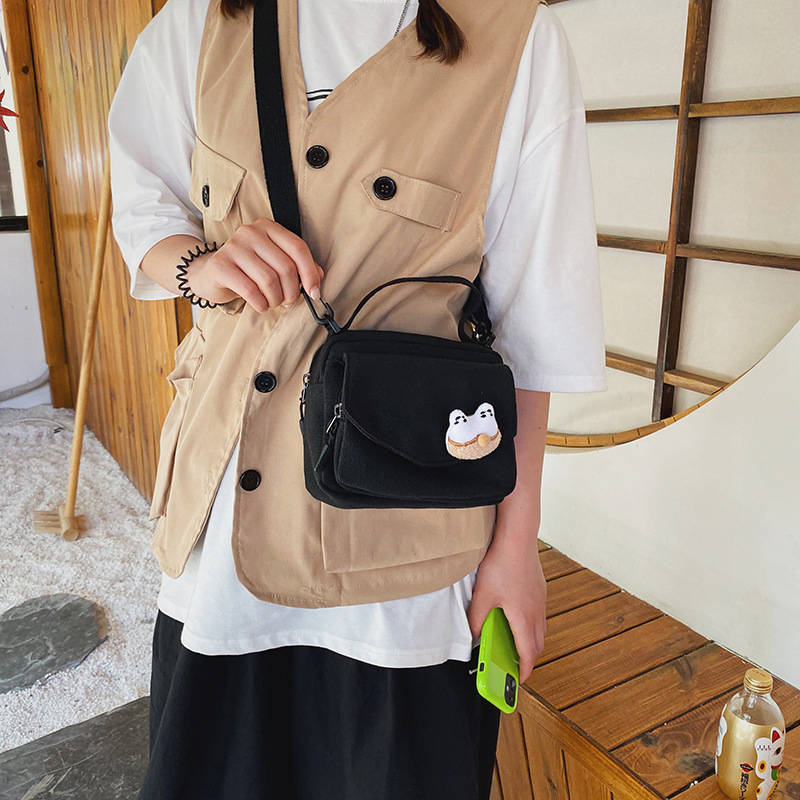 Fashion White Canvas Flap Solid Color Shoulder Messenger Bag,Shoulder bags