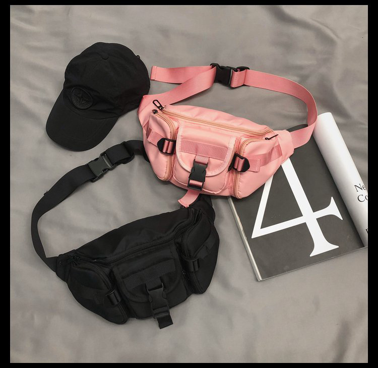 Fashion Pink Solid Color Multi-pocket Crossbody Shoulder Bag,Messenger bags