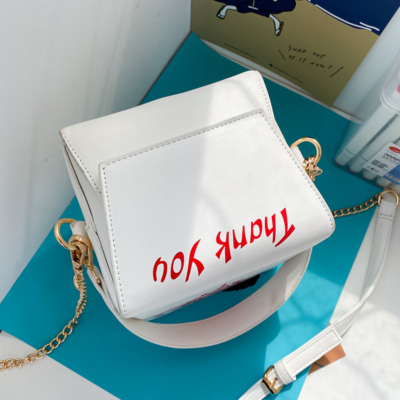 Fashion White Pu Chain Tower Printed Shoulder Messenger Bag,Shoulder bags