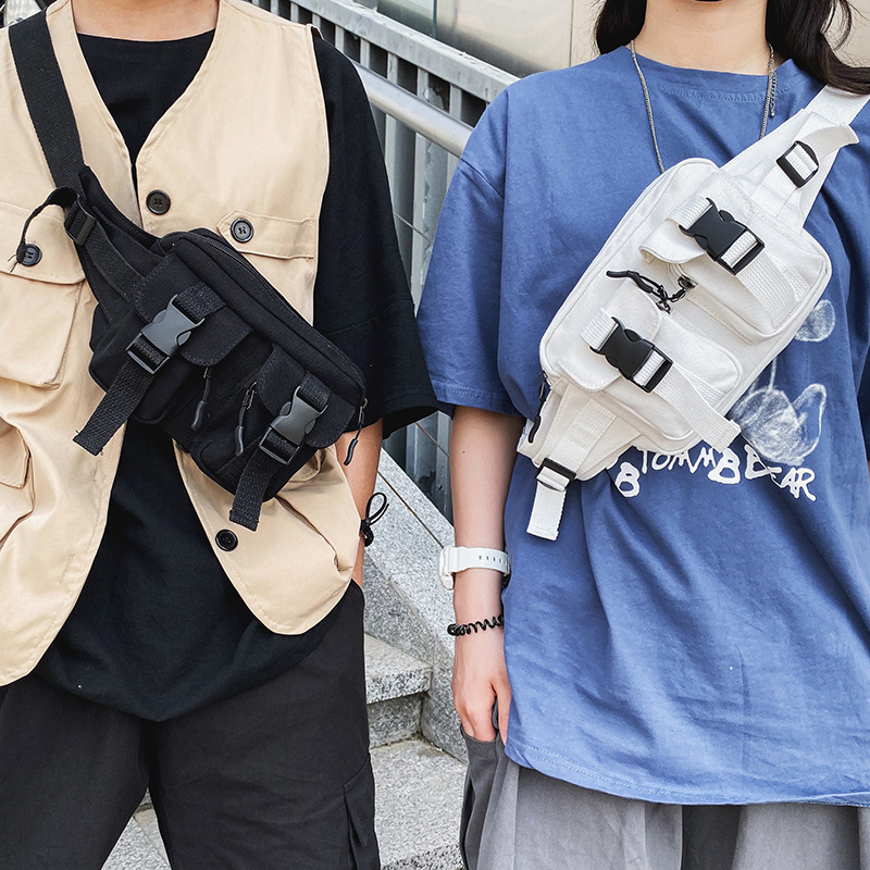 Fashion Black Multi-pocket Mortise Canvas Shoulder Bag,Shoulder bags