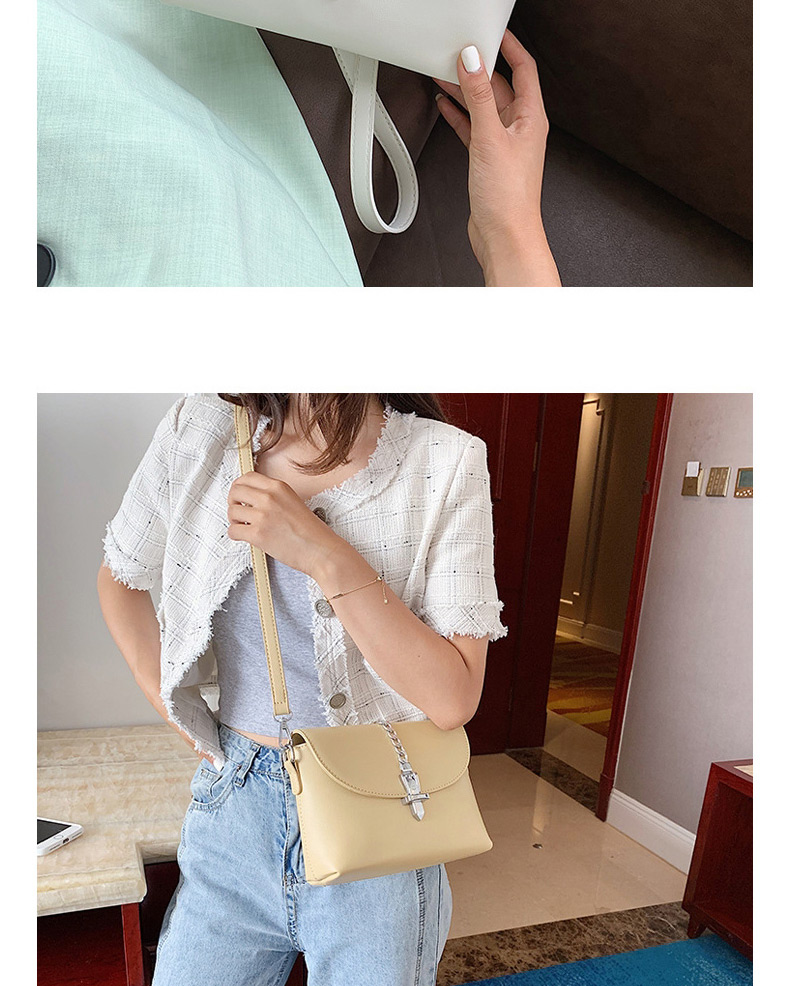 Fashion Khaki Chain Buckle Shoulder Bag,Shoulder bags