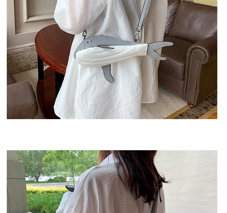 Fashion Light Grey One-shoulder Cross-body Contrast Whale Bag,Shoulder bags