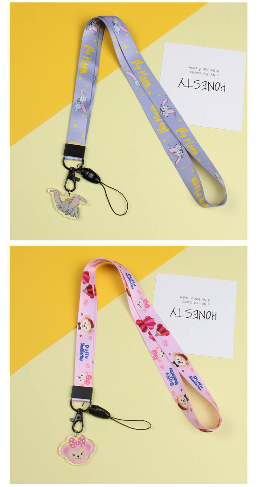 Fashion Sakura Chicken Cartoon Pendant Wide Flat Braid With Mobile Phone Lanyard,Phone Chain