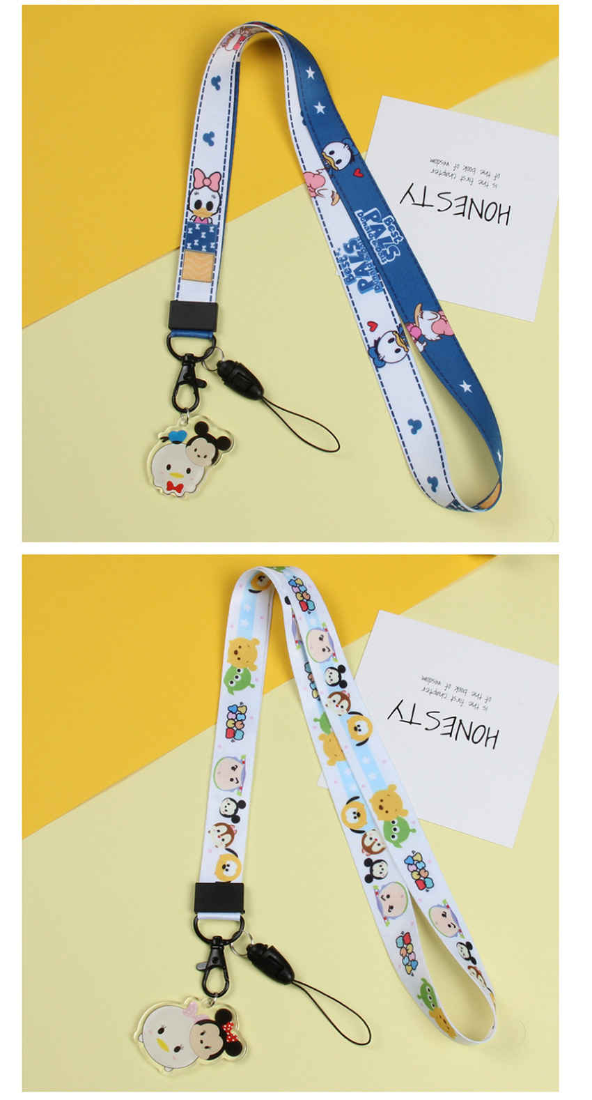 Fashion Blue Monster Cartoon Pendant Wide Flat Braid With Mobile Phone Lanyard,Phone Chain