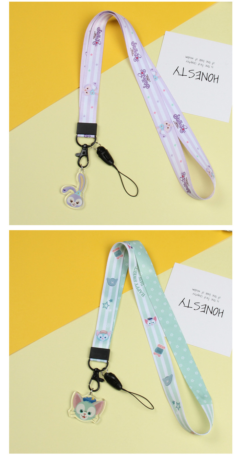 Fashion Blue Monster Cartoon Pendant Wide Flat Braid With Mobile Phone Lanyard,Phone Chain