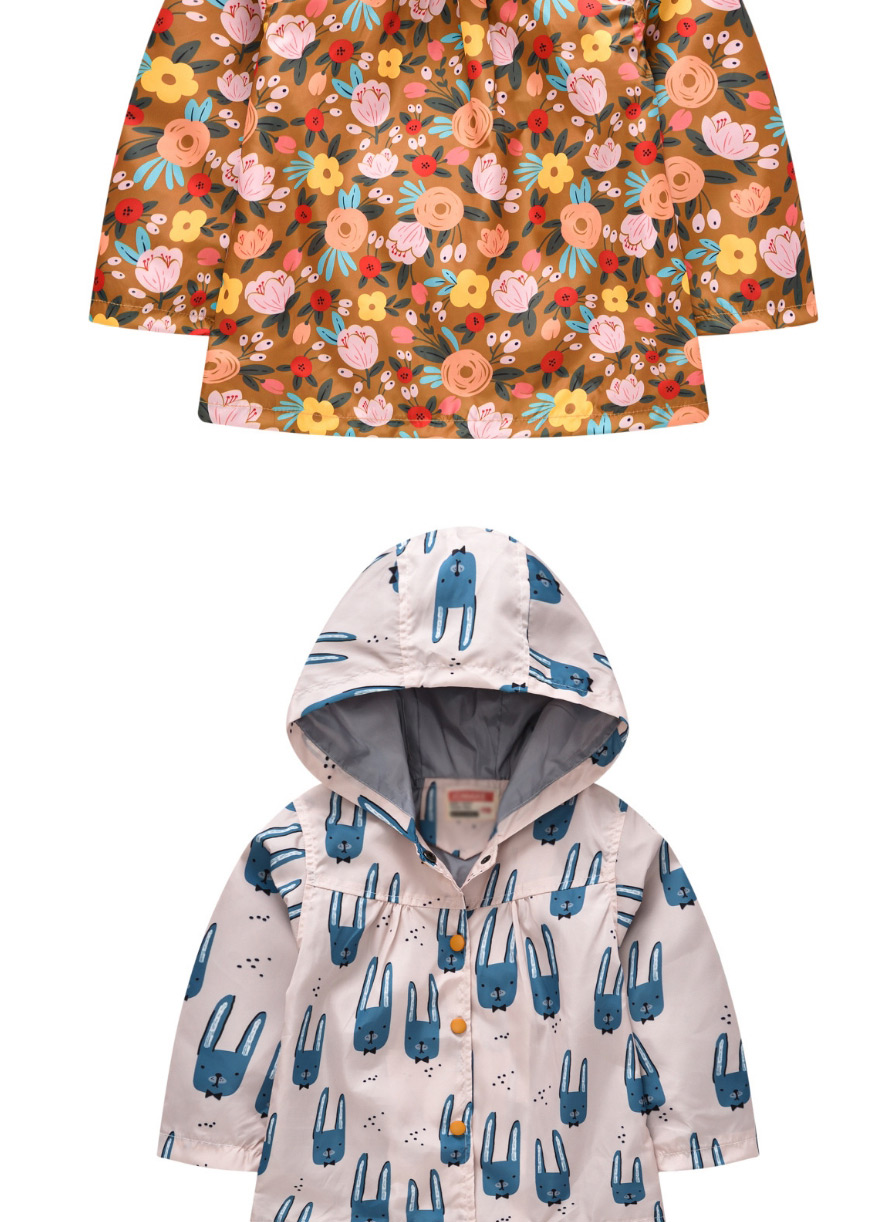 Fashion Pink Spring And Autumn Sleeve Printed Hooded Jacket,Kids Clothing