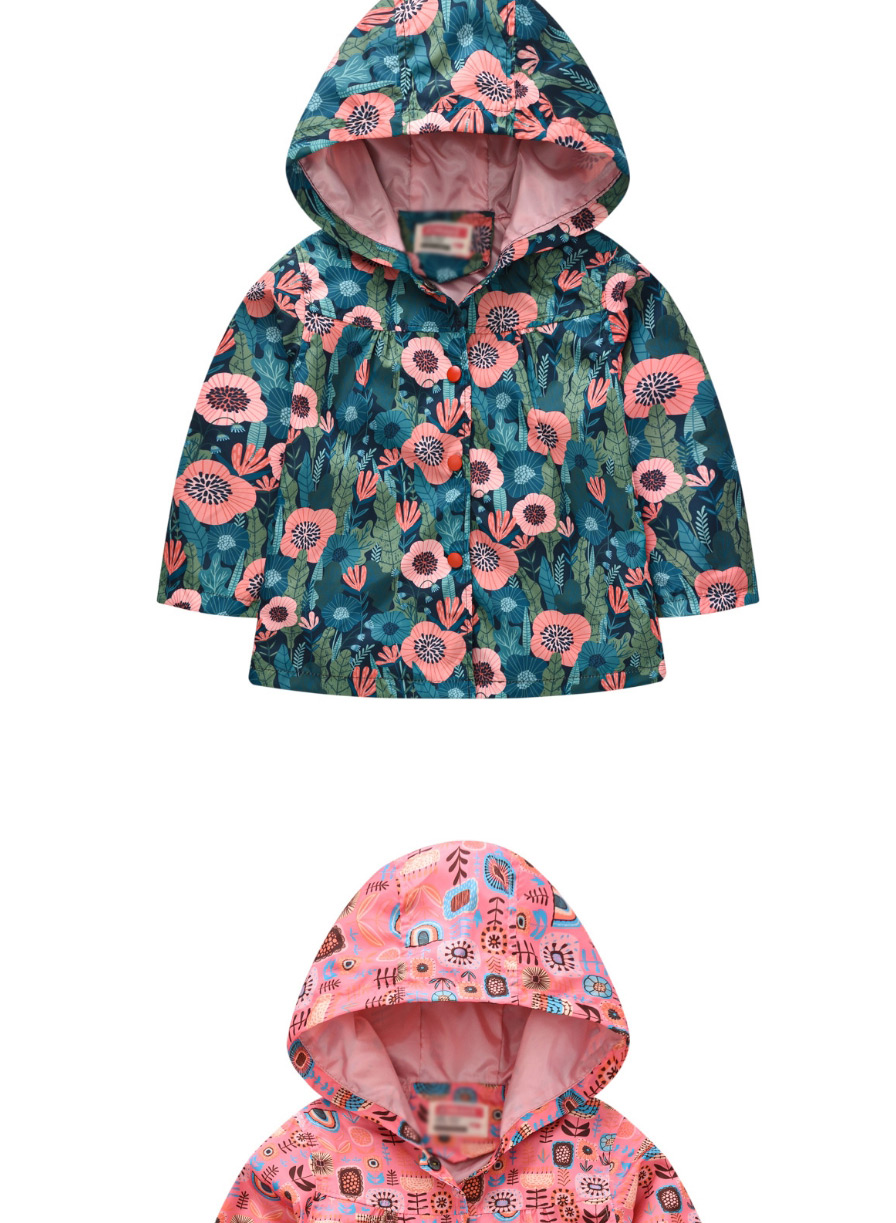 Fashion Blue Spring And Autumn Sleeve Printed Hooded Jacket,Kids Clothing