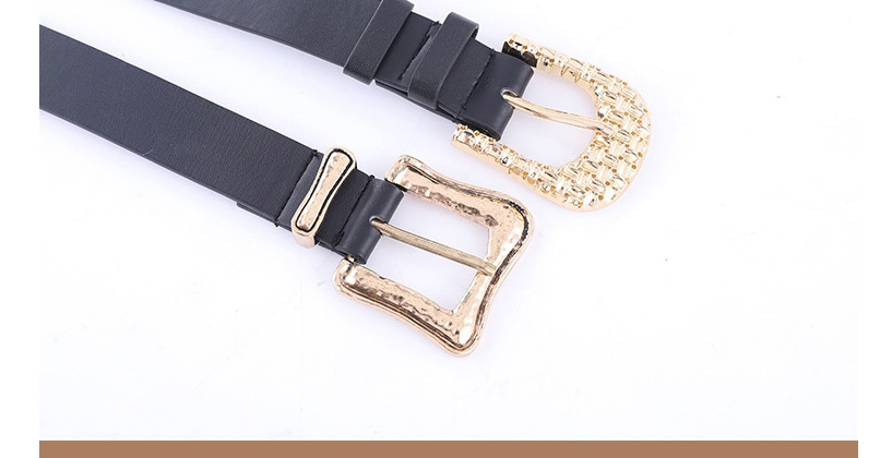 Fashion Black Three Gold Buckle Pin Buckle Belt,Wide belts