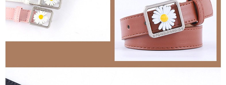 Fashion Pink Daisy Concave Belt,Wide belts