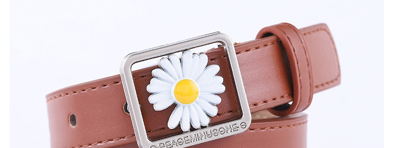 Fashion Brown Daisy Concave Belt,Wide belts