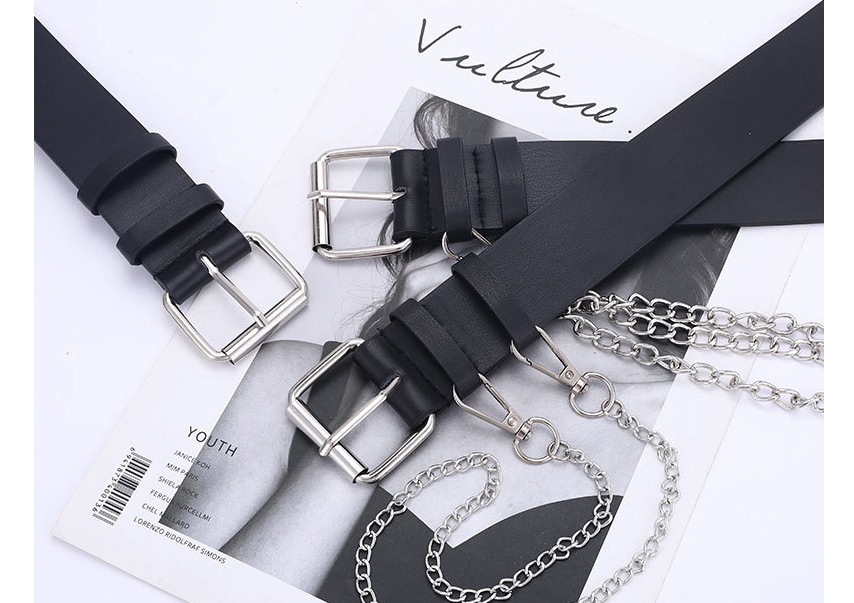 Fashion Black +1 Chain Chain Eye Belt,Wide belts