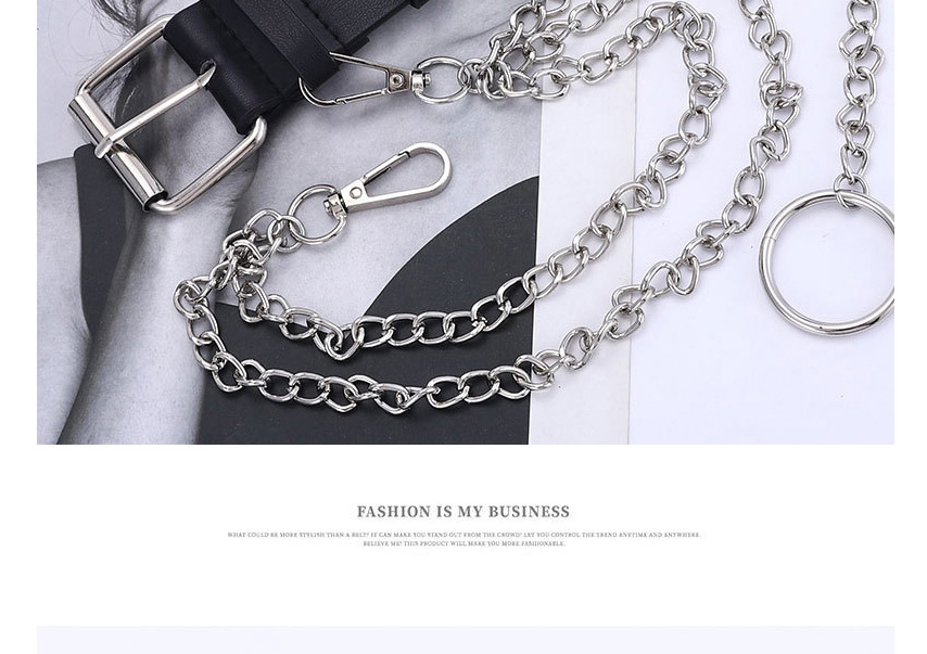 Fashion Black + 3 Chain Chain Eye Belt,Wide belts