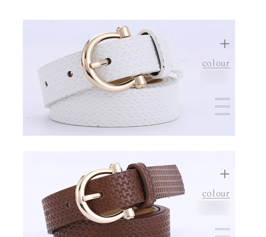 Fashion White Straw Mat Pattern Pu Pin Buckle Belt,Wide belts