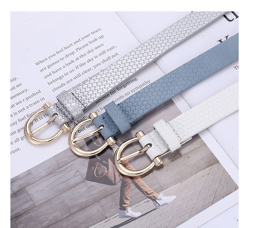 Fashion Silver Straw Mat Pattern Pu Pin Buckle Belt,Wide belts