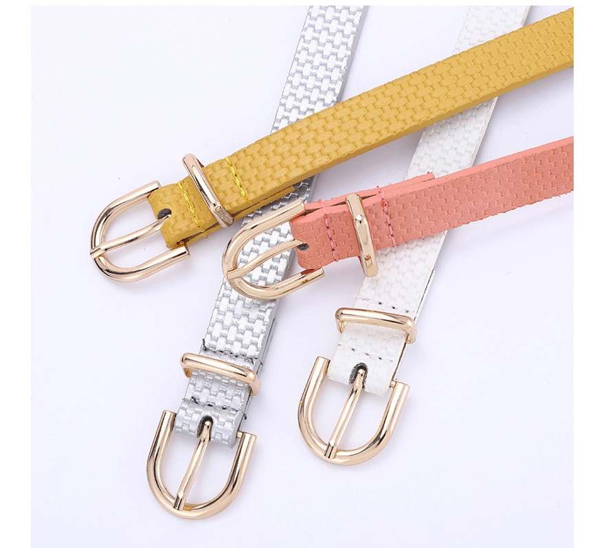 Fashion Yellow Straw Mat Pattern Gold Buckle Pin Buckle Belt,Wide belts