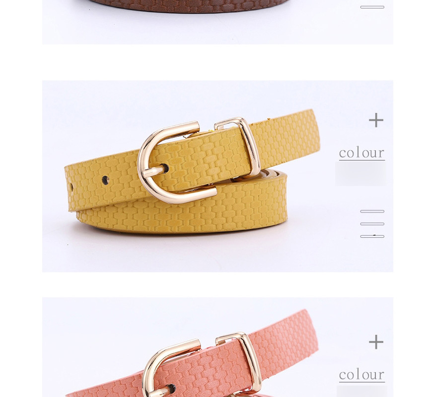 Fashion Brown Straw Mat Pattern Gold Buckle Pin Buckle Belt,Wide belts
