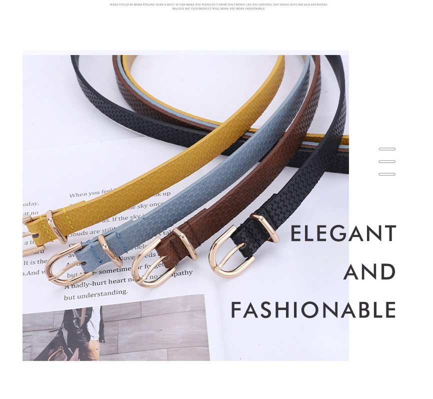 Fashion Sky Blue Straw Mat Pattern Gold Buckle Pin Buckle Belt,Wide belts