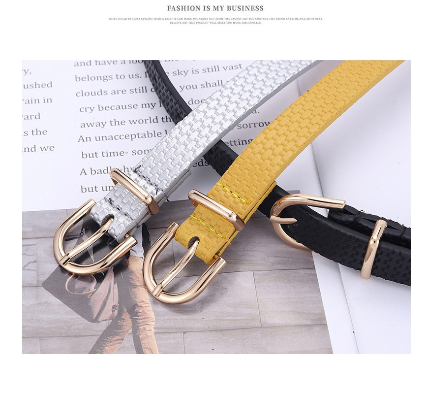 Fashion Silver Straw Mat Pattern Gold Buckle Pin Buckle Belt,Wide belts