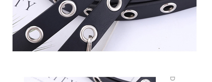 Fashion Black +1 Chain Openwork Eye Chain Belt,Wide belts
