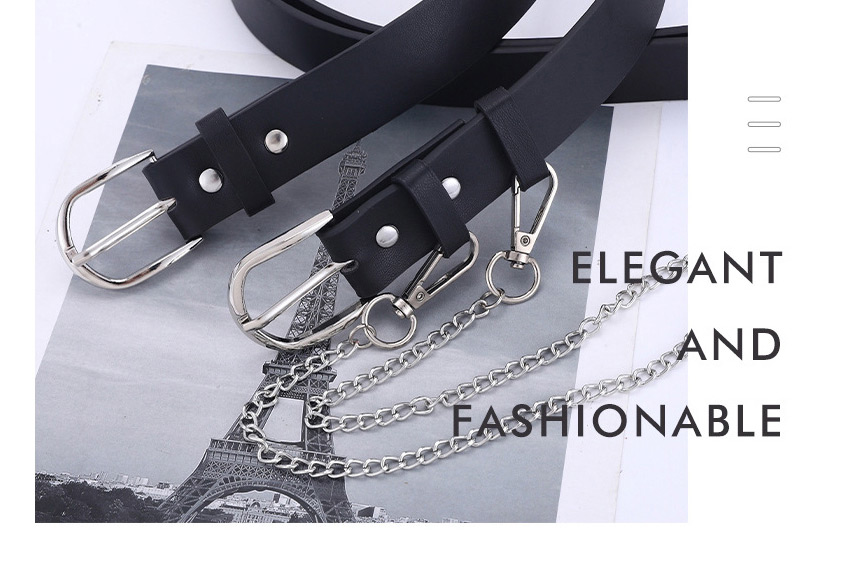 Fashion Black + 3 Chain Chain Jeans Belt,Thin belts