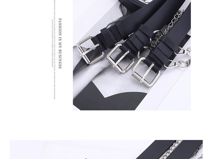 Fashion Black + 3 Chain Chain Jeans Hanging Chain Belt,Wide belts