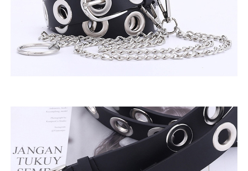 Fashion Black +1 Chain Pneumatic Whole Body Hollow Chain Belt,Wide belts