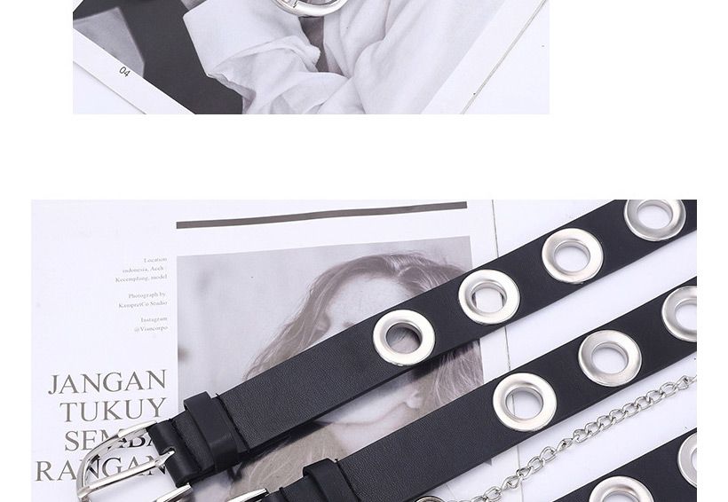 Fashion Black +4 Chain Pneumatic Whole Body Hollow Chain Belt,Wide belts