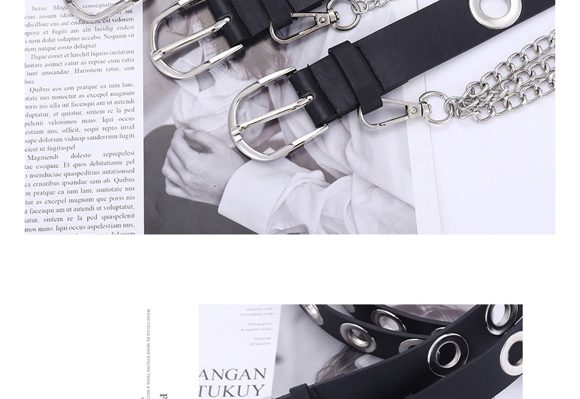 Fashion Black +4 Chain Pneumatic Whole Body Hollow Chain Belt,Wide belts