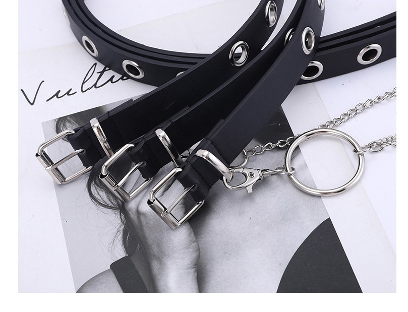 Fashion Black +1 Chain Gas Eye Chain Belt,Wide belts