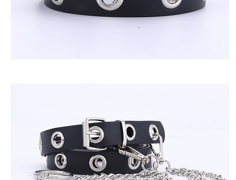 Fashion Black +4 Chain Gas Eye Chain Belt,Wide belts