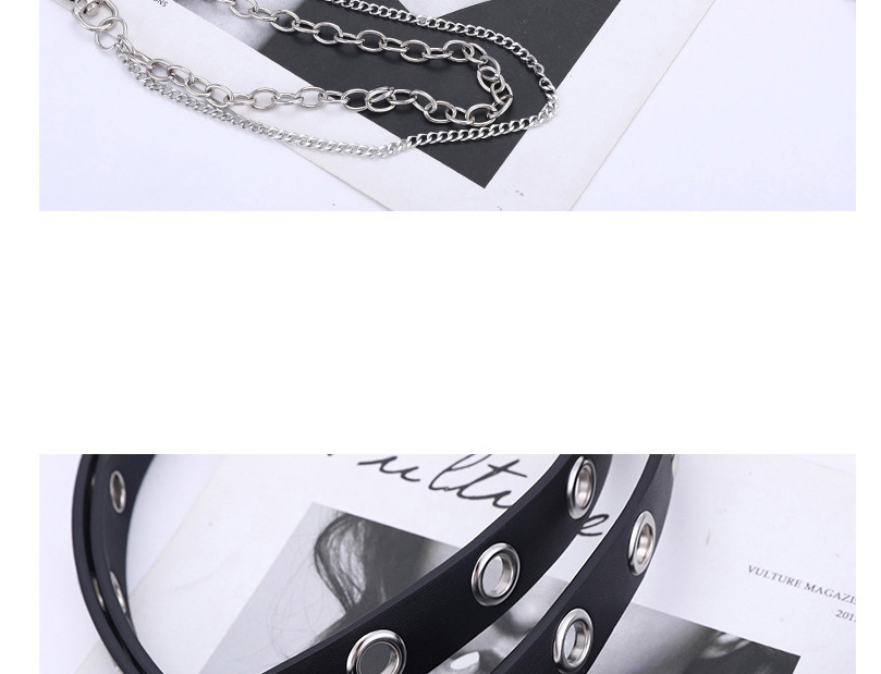 Fashion Black + 2 Chain Gas Eye Chain Belt,Wide belts