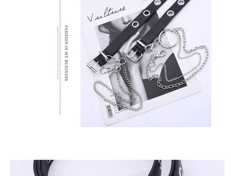 Fashion Black +1 Chain Gas Eye Chain Belt,Wide belts