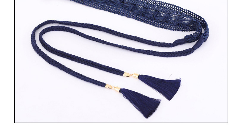 Fashion Navy Blue Tasseled Lace Straps And Knotted Bow Belt,Thin belts
